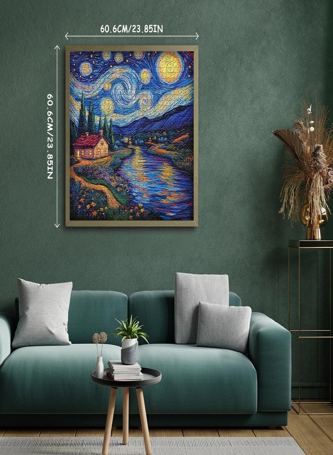 PICKFORU Starry Night 1000 Piece Puzzle, Van Gogh Art Jigsaw Puzzle, Nature Landscape Scenic Puzzle for Adults - Image 4